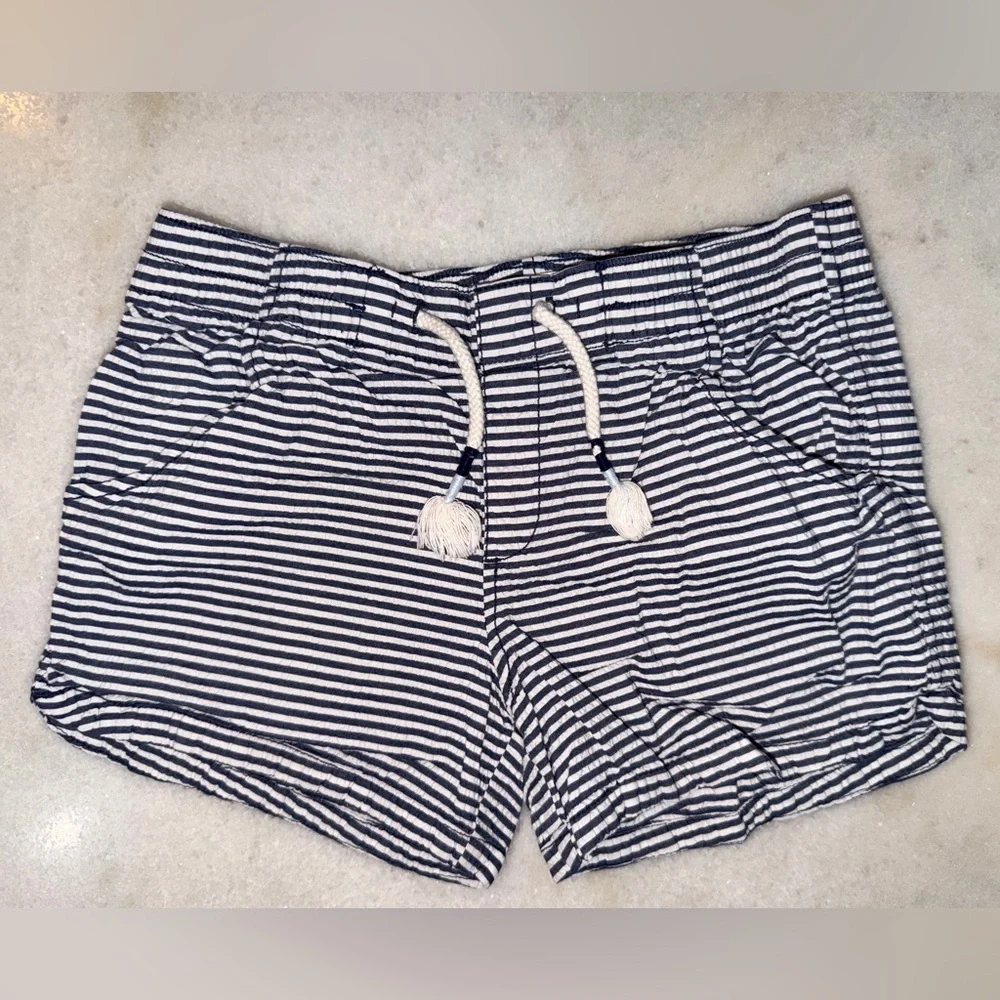 Old Navy Navy and White Striped Shorts with Drawstring